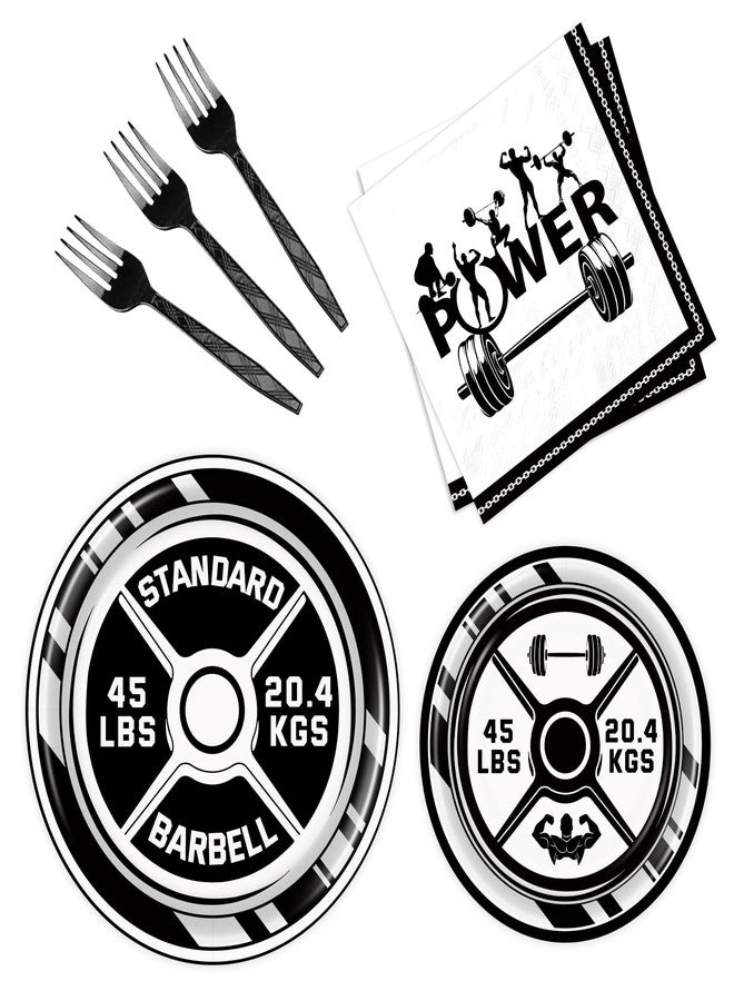 BQC 96 Pcs Gym Party Plates & Decorations - Birthday Party Supplies & Favors - Image 1